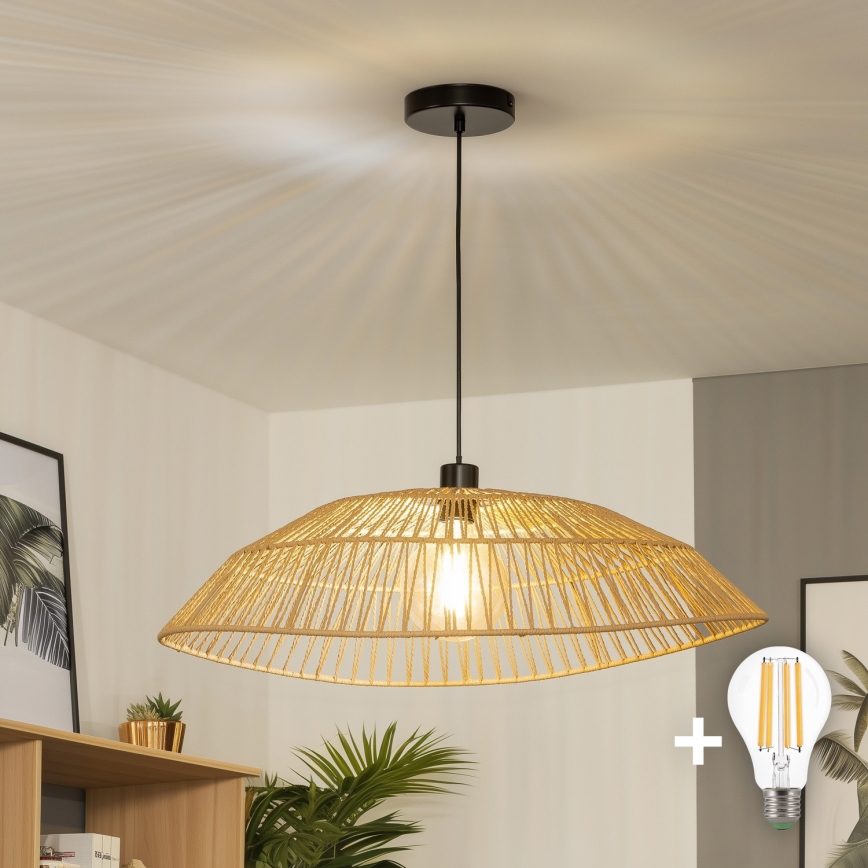 Brilagi - LED lustra uz kabeļa CERIA BOHO 1xE27/40W/230V Ø 70 cm, brūna
