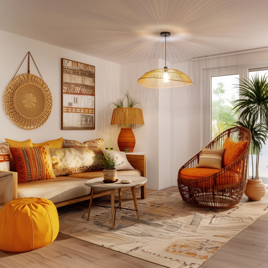 Brilagi - LED lustra uz kabeļa CERIA BOHO 1xE27/40W/230V Ø 70 cm, brūna