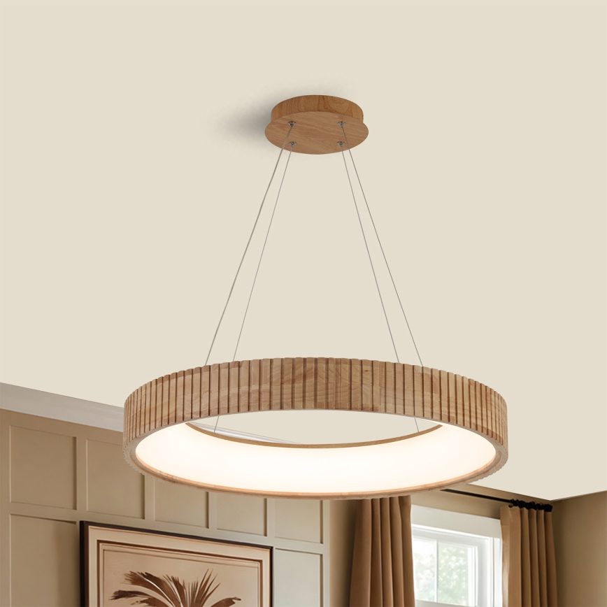Brilagi - LED pakaramā lustra uz troses FALCON WOOD MODERN LED/40W/230V 3000/4000/6000K Ø 60 cm, koka