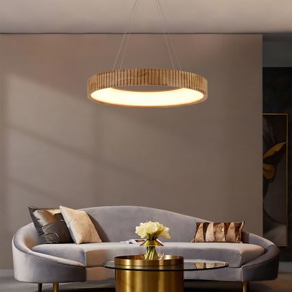 Brilagi - LED pakaramā lustra uz troses FALCON WOOD MODERN LED/40W/230V 3000/4000/6000K Ø 60 cm, koka