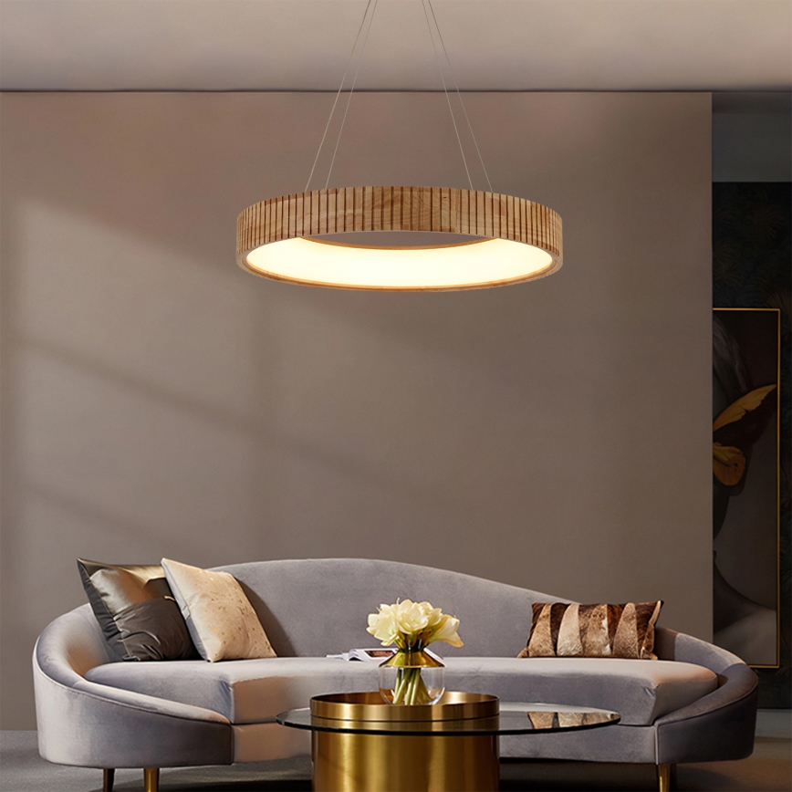 Brilagi - LED pakaramā lustra uz troses FALCON WOOD MODERN LED/40W/230V 3000/4000/6000K Ø 60 cm, koka