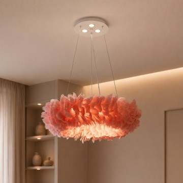 BRILAGI - LED lustra uz kabeļa FEATHER 3xE27/40W/230V + 3xLED/3W pr. 50 cm rozā