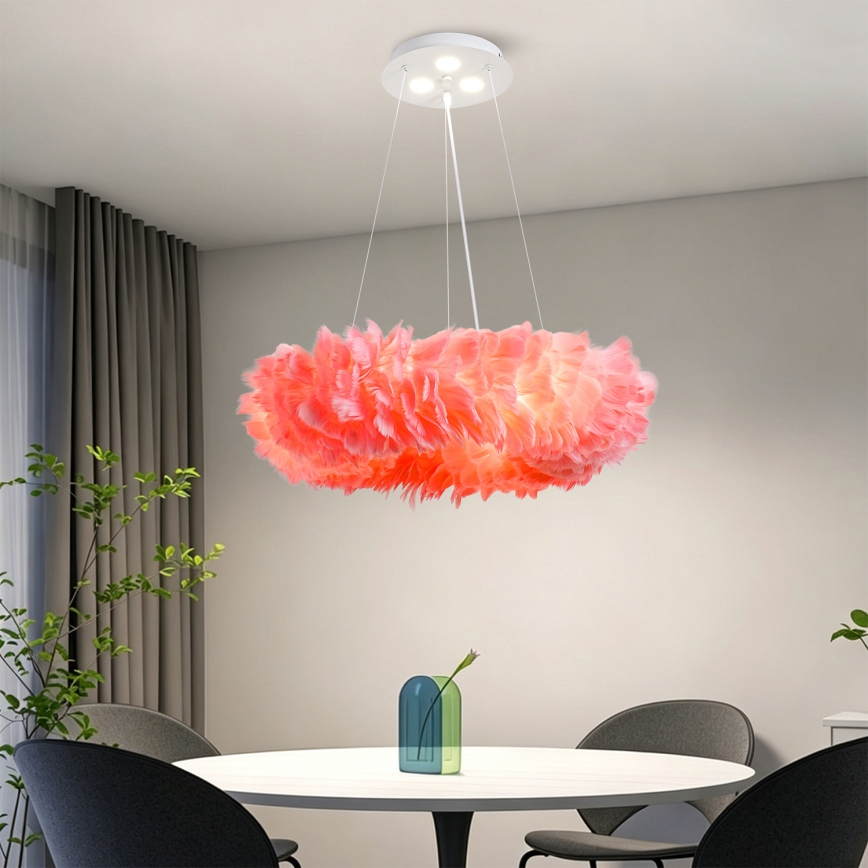 BRILAGI - LED lustra uz kabeļa FEATHER 3xE27/40W/230V + 3xLED/3W pr. 50 cm rozā