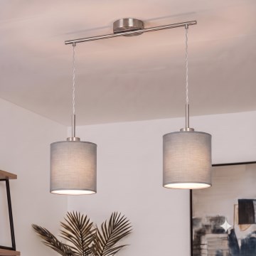 Brilagi - LED lustra uz kabeļa NUBILA 2xE27/60W/230V gaiši pelēka