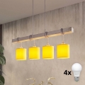 BRILAGI - LED lustra uz kabeļa NUBILA 4xE27/60W/230V pelēka/dzeltena