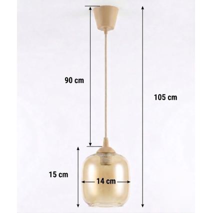 BRILAGI - LED lustra uz troses RETRO GLASS 1xE27/60W/230V Ø 14 cm bēšs/dūmakaini brūns