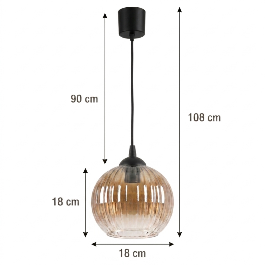BRILAGI - LED lustra uz vada RETRO GLASS 1xE27/60W/230V Ø 18 cm melna/dūmakaini brūna