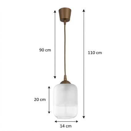 BRILAGI - LED lustra uz kabeļa RETRO GLASS 1xE27/60W/230V diametrs 14 cm brūna/balta