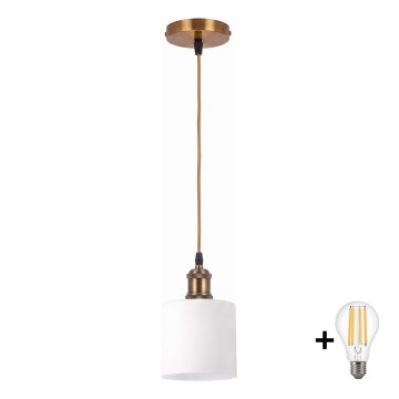 BRILAGI - LED lustra uz kabeļa RETRO GLASS 1xE27/60W/230V Ø 10 cm zelta/balta