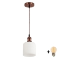BRILAGI - LED lustra uz kabeļa RETRO GLASS 1xE27/60W/230V Ø 13 cm miedzena/balta