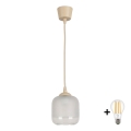 BRILAGI - LED lustra uz kabeļa RETRO GLASS 1xE27/60W/230V, Ø 14 cm, bēša/balta