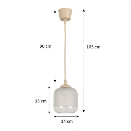 BRILAGI - LED lustra uz kabeļa RETRO GLASS 1xE27/60W/230V, Ø 14 cm, bēša/balta