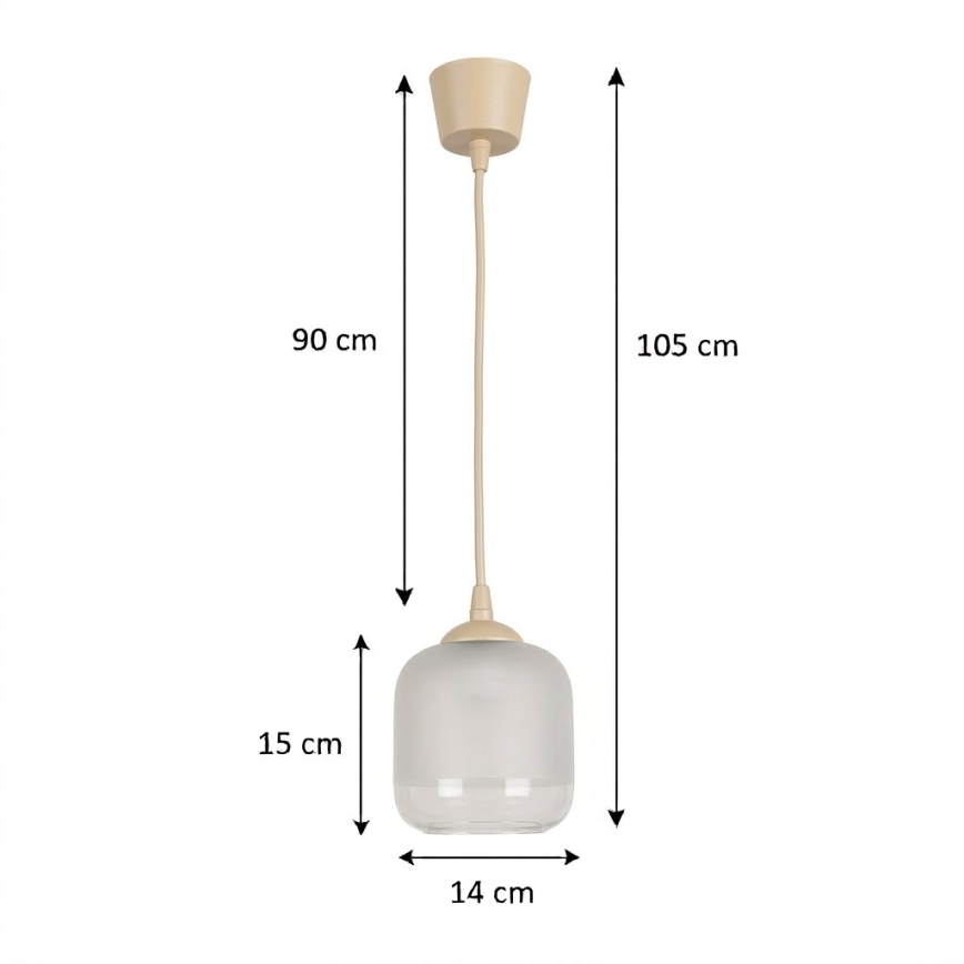 BRILAGI - LED lustra uz kabeļa RETRO GLASS 1xE27/60W/230V, Ø 14 cm, bēša/balta