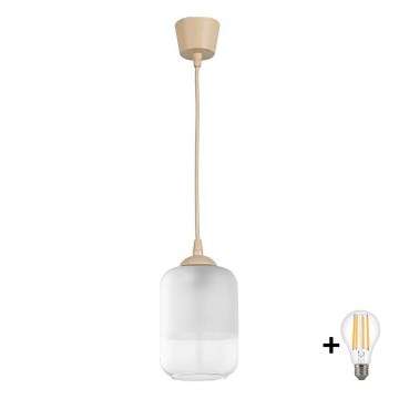 BRILAGI - LED lustra uz kabeļa RETRO GLASS 1xE27/60W/230V Ø 14 cm bēša/balta