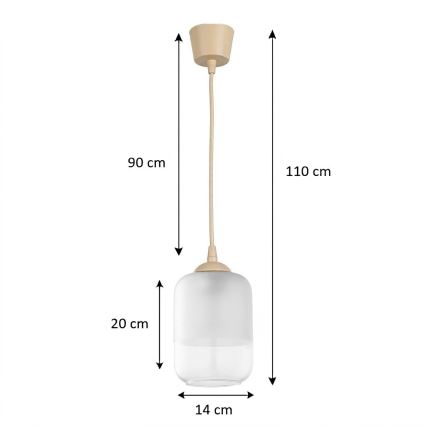 BRILAGI - LED lustra uz kabeļa RETRO GLASS 1xE27/60W/230V Ø 14 cm bēša/balta
