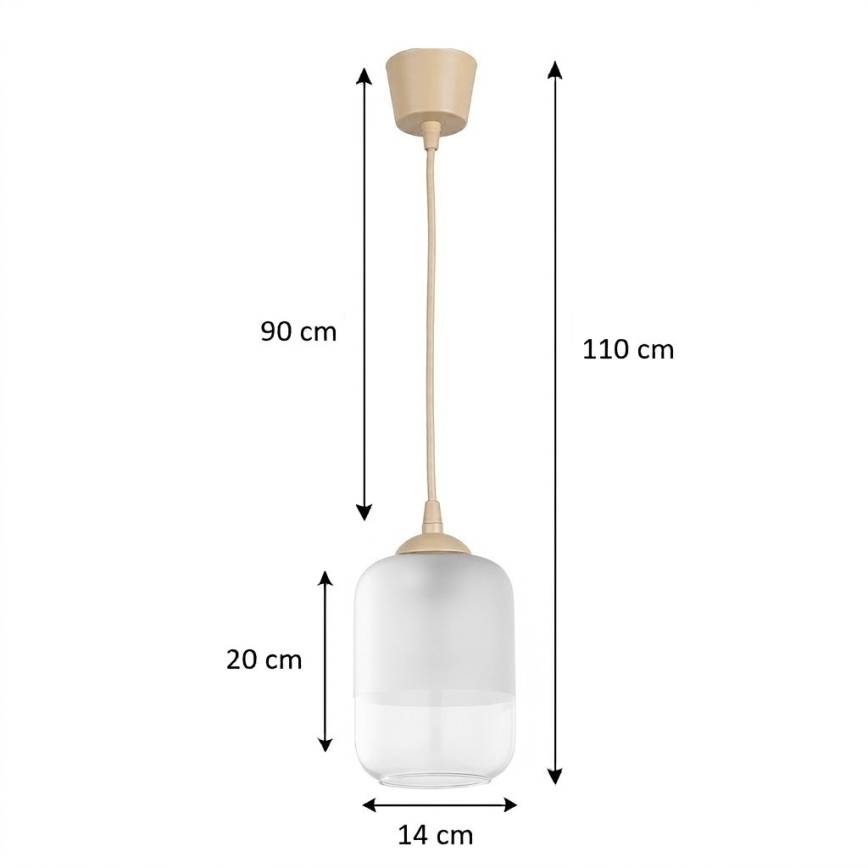BRILAGI - LED lustra uz kabeļa RETRO GLASS 1xE27/60W/230V Ø 14 cm bēša/balta