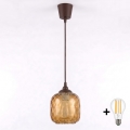 BRILAGI - LED lustra uz kabeļa RETRO GLASS 1xE27/60W/230V Ø 14 cm brūna/dūmakaini brūna