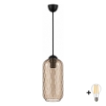 BRILAGI - LED lustra uz kabeļa RETRO GLASS 1xE27/60W/230V Ø 14 cm melna/dūmakaini brūna