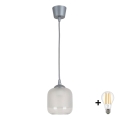 BRILAGI - LED lustra uz kabeļa RETRO GLASS 1xE27/60W/230V Ø 14 cm sudraba/balta