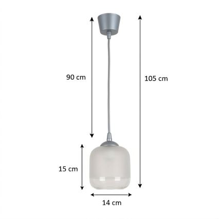 BRILAGI - LED lustra uz kabeļa RETRO GLASS 1xE27/60W/230V Ø 14 cm sudraba/balta