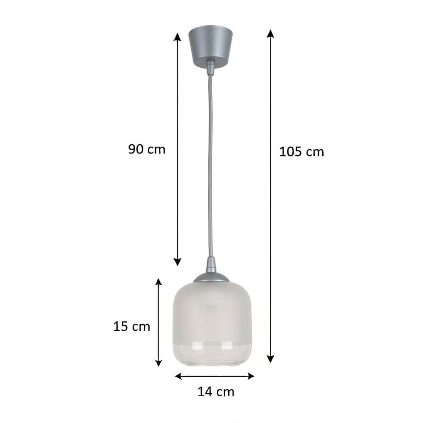 BRILAGI - LED lustra uz kabeļa RETRO GLASS 1xE27/60W/230V Ø 14 cm sudraba/balta