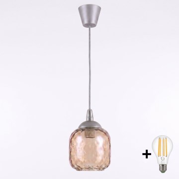 BRILAGI - LED lustra uz kabeļa RETRO GLASS 1xE27/60W/230V Ø 14 cm sudraba/dūmota brūna