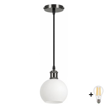 BRILAGI - LED lustra uz kabeļa RETRO GLASS 1xE27/60W/230V Ø 15 cm melna/balta