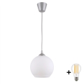BRILAGI - LED lustra uz kabeļa RETRO GLASS 1xE27/60W/230V Ø 15 cm sudraba/balta
