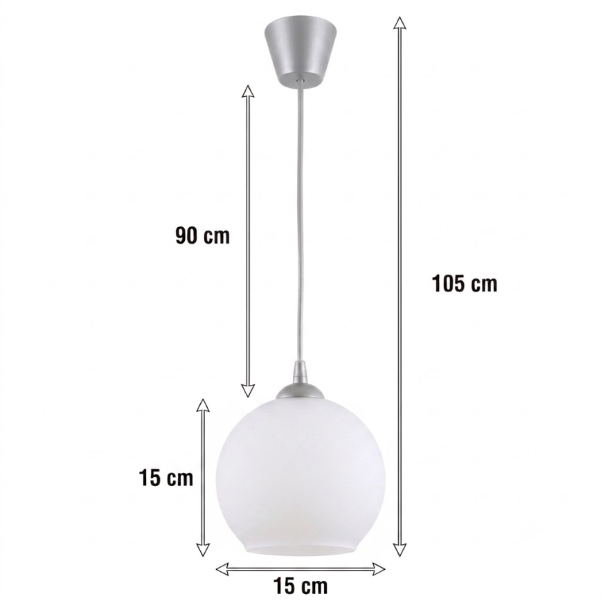 BRILAGI - LED lustra uz kabeļa RETRO GLASS 1xE27/60W/230V Ø 15 cm sudraba/balta