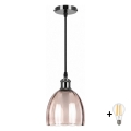 BRILAGI - LED lustra uz kabeļa RETRO GLASS 1xE27/60W/230V Ø 17 cm melna/dūmaina bēša