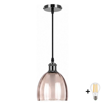 BRILAGI - LED lustra uz kabeļa RETRO GLASS 1xE27/60W/230V Ø 17 cm melna/dūmaina bēša