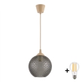 BRILAGI - LED lustra uz kabeļa RETRO GLASS 1xE27/60W/230V Ø 18 cm bēša/dūmakaini pelēka