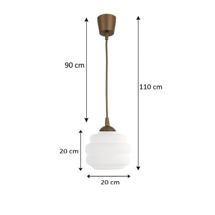 BRILAGI - LED lustra uz kabeļa RETRO GLASS 1xE27/60W/230V Ø 20 cm brūna/balta