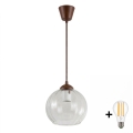 BRILAGI - LED lustra uz kabeļa RETRO GLASS 1xE27/60W/230V Ø 25 cm brūna/caurspīdīga