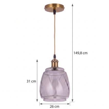 BRILAGI - LED piekaramā lampa uz troses RETRO GLASS 1xE27/60W/230V Ø 26 cm zelta/dūmakaini pelēka