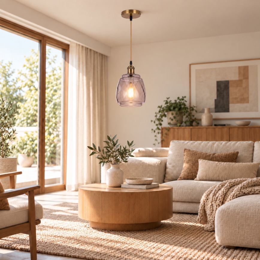 BRILAGI - LED piekaramā lampa uz troses RETRO GLASS 1xE27/60W/230V Ø 26 cm zelta/dūmakaini pelēka