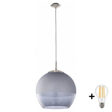 BRILAGI - LED lustra uz kabeļa RETRO GLASS 1xE27/60W/230V Ø 38 cm matēts hroms/dūmakaini pelēks