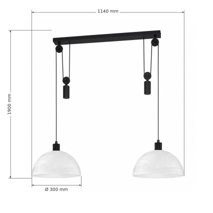 BRILAGI - LED lustra uz kabeļa RETRO GLASS 2xE27/40W/230V melna/balta
