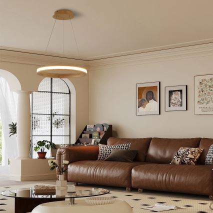 Brilagi - LED lustra uz kabeļa UMEA WOOD LED/30W/230V diam. 40 cm no koka