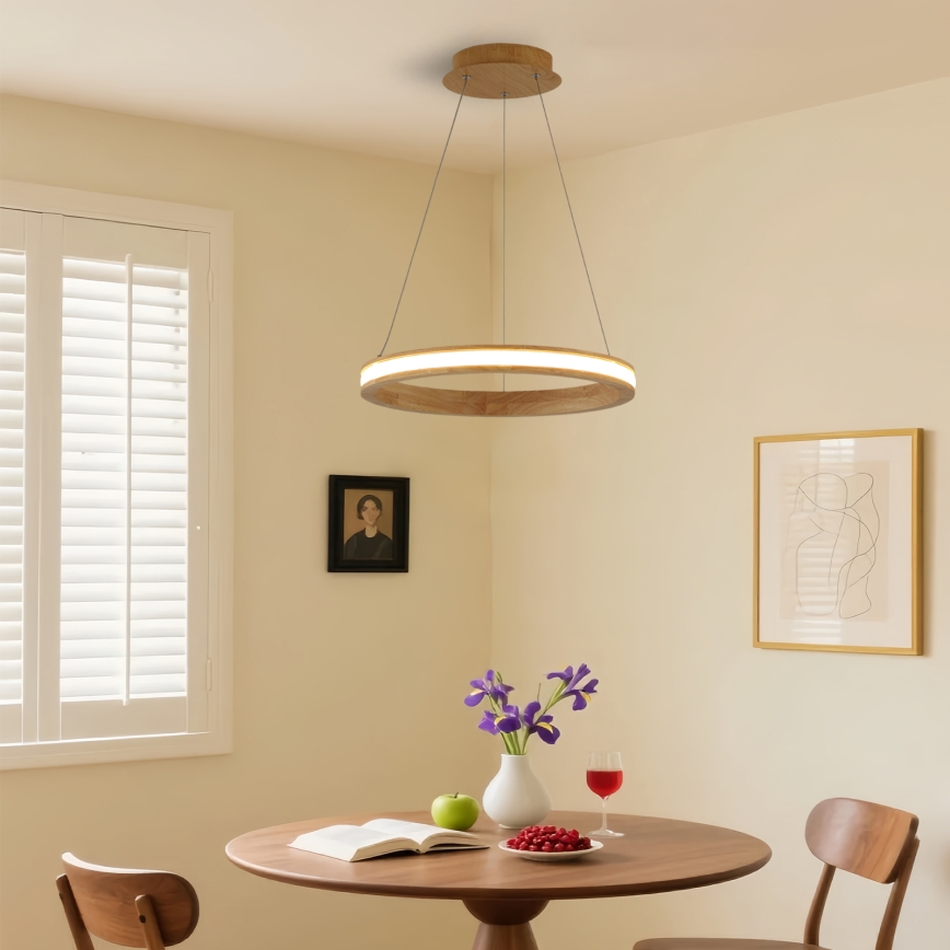 Brilagi - LED lustra uz kabeļa UMEA WOOD LED/30W/230V diam. 40 cm no koka