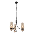 Brilagi - LED lustra uz ķēdes COTTAGE 3xE14/40W/230V ozolkoka/melna/dūmota bēša