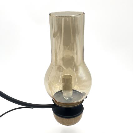 Brilagi - LED lustra uz ķēdes COTTAGE 3xE14/40W/230V ozolkoka/melna/dūmota bēša