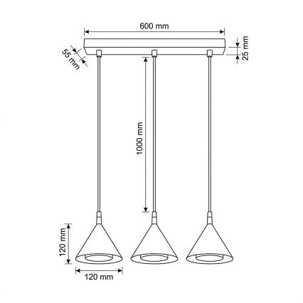 BRILAGI - LED Lustra uz stieples CONE TRIPLE 3xGX53/15W/230V balta