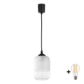 BRILAGI - LED lustra uz stieples RETRO GLASS 1xE27/60W/230V Ø 14 cm melna/balta