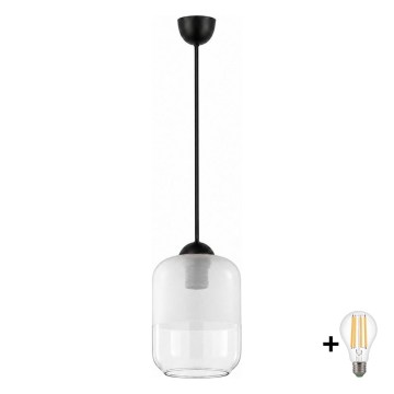 BRILAGI - LED lustra uz stieples RETRO GLASS 1xE27/60W/230V Ø 14 cm melna/balta