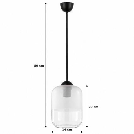 BRILAGI - LED lustra uz stieples RETRO GLASS 1xE27/60W/230V Ø 14 cm melna/balta