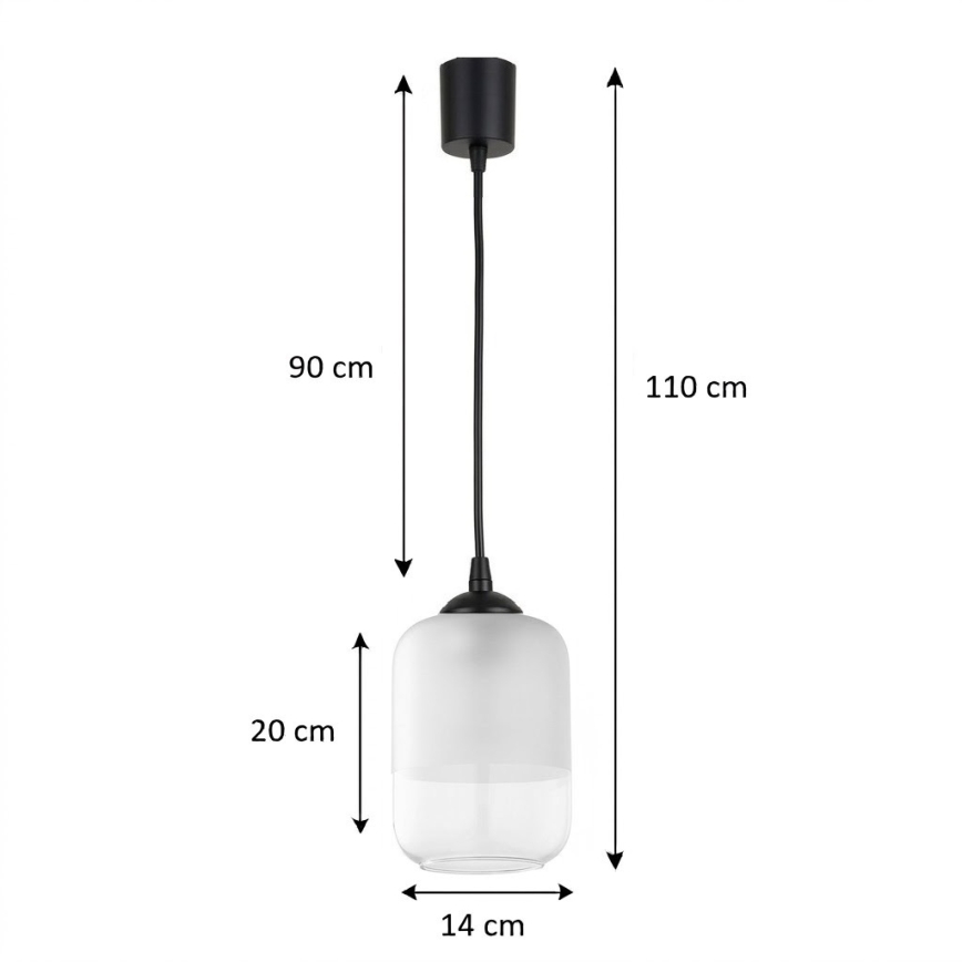 BRILAGI - LED lustra uz stieples RETRO GLASS 1xE27/60W/230V Ø 14 cm melna/balta