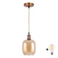 BRILAGI - LED lustra uz stieples RETRO GLASS 1xE27/60W/230V Ø 14 cm zelta/dūmakaini brūna