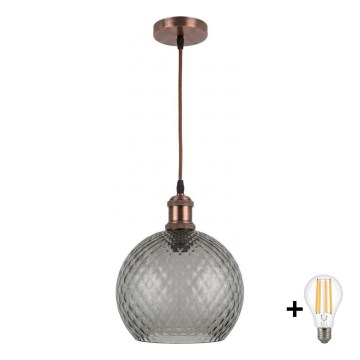 BRILAGI - LED lustra uz stieples RETRO GLASS 1xE27/60W/230V Ø 25 cm vara/dūmakaini pelēka