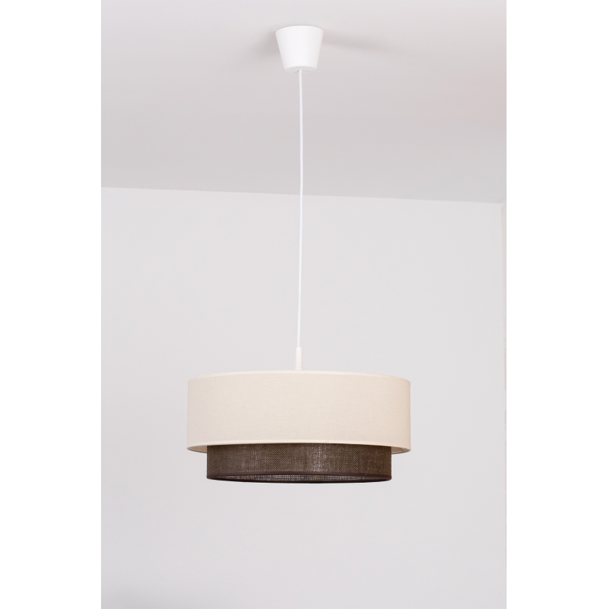 Brilagi - LED lustra uz troses BOHO STILS 1xE27/15W/230V Ø 40 cm krēmkrāsa/brūna